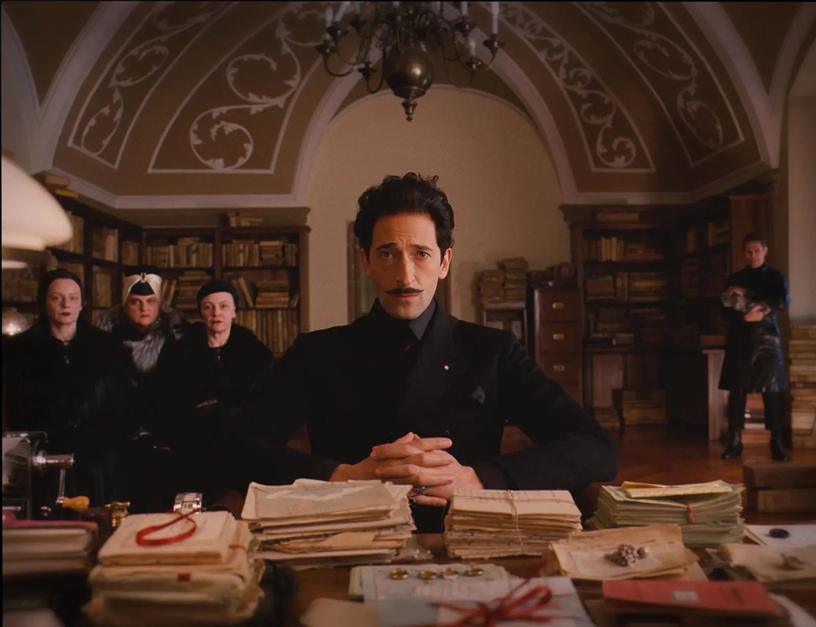 the grand budapest hotel adrian brody with moustache