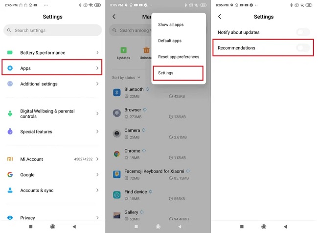 Disable software installation recommendations in MIUI