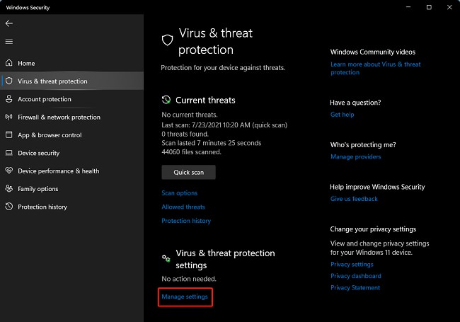 turn off Windows 11 antivirus?